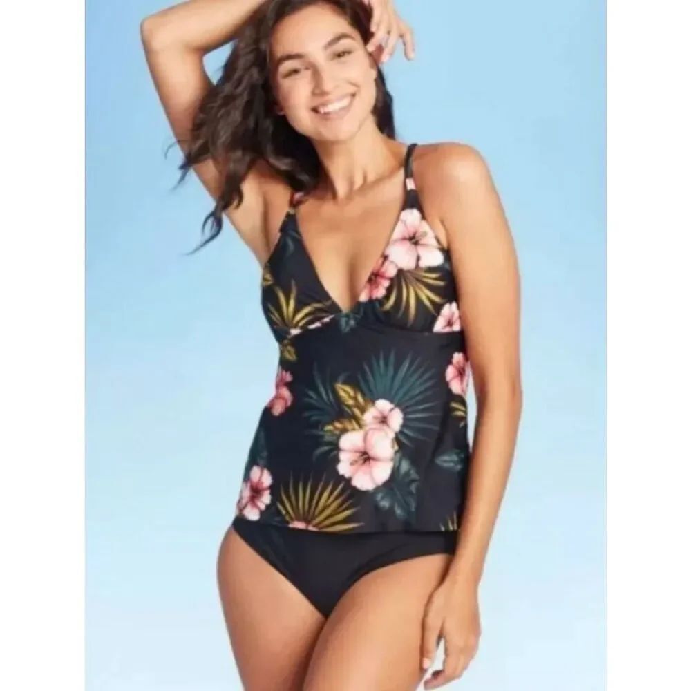 NWT Womens Kona Sol O-Ring Tropical Strappy Back Tankini Top - Sz S